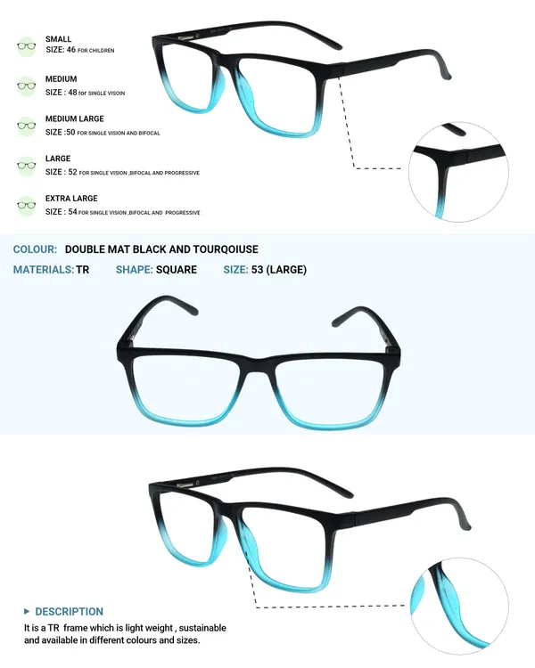 Black_&_Turquoise_Square_Shape_Tr_Full_Rim_Frames_Lightweight_Eyeframes_And_Eyewear_For_Unisex_|_Blue_Ray_Zero_Power
