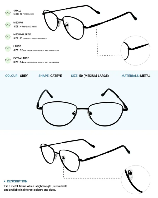 Grey_Premium_Metal_Frames_For_Unisex_|_Blue_Ray_Zero_Power