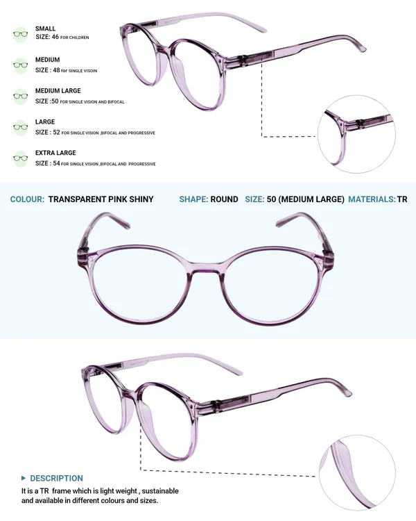 Transparent_&_Pink_Round_Shape_Tr_Full_Rim_Frames_Lightweight_Eyeframes_And_Eyewear_For_Unisex_|_Blue_Ray_Zero_Power