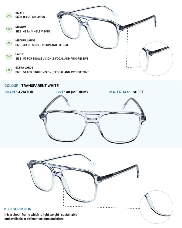 Transparent_White_Aviator_Shaped_Premium_Acetate_Full_Rim_Lightweight_Premium_Eye_Frames_For_Unisex_|_Blue_Ray_Zero_Power