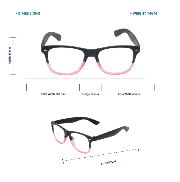 Black_&_Pink_Wayfarer_Shape_Tr_Full_Rim_Frames_Lightweight_Eyeframes_And_Eyewear_For_Unisex_|_Blue_Ray_Zero_Power