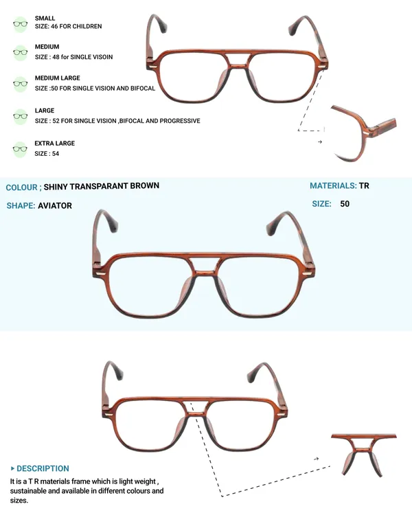 Transparent_&_Brown_Tr_Full_Rim_Double_Mat_Finish_Eye_Frames_For_Unisex_|_Blue_Ray_Zero_Power