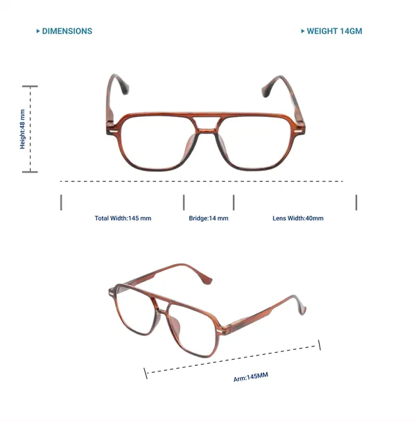 Transparent_&_Brown_Tr_Full_Rim_Double_Mat_Finish_Eye_Frames_For_Unisex_|_Blue_Ray_Zero_Power