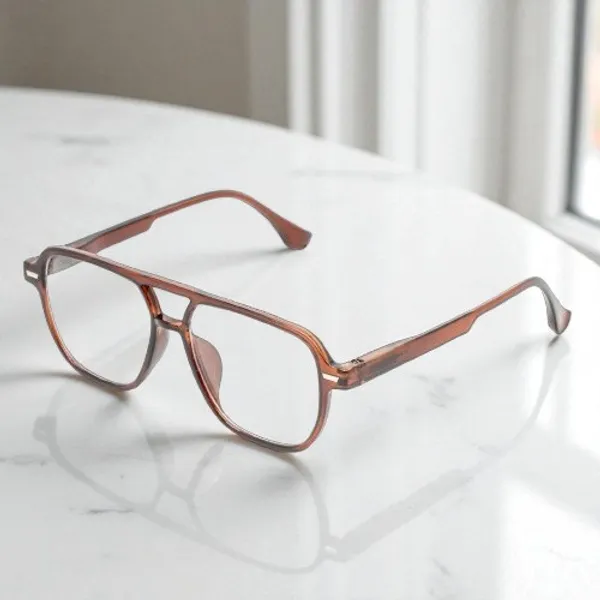 Transparent_&_Brown_Tr_Full_Rim_Double_Mat_Finish_Eye_Frames_For_Unisex_|_Blue_Ray_Zero_Power