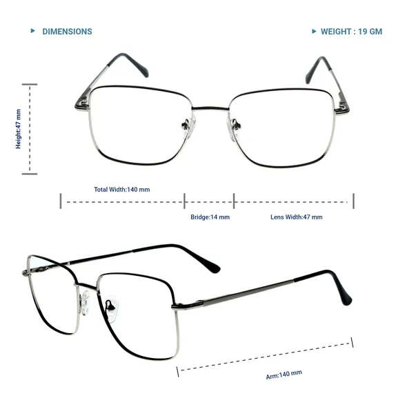 Silver_Premium_Metal_Frames_For_Unisex_|_Blue_Ray_Zero_Power