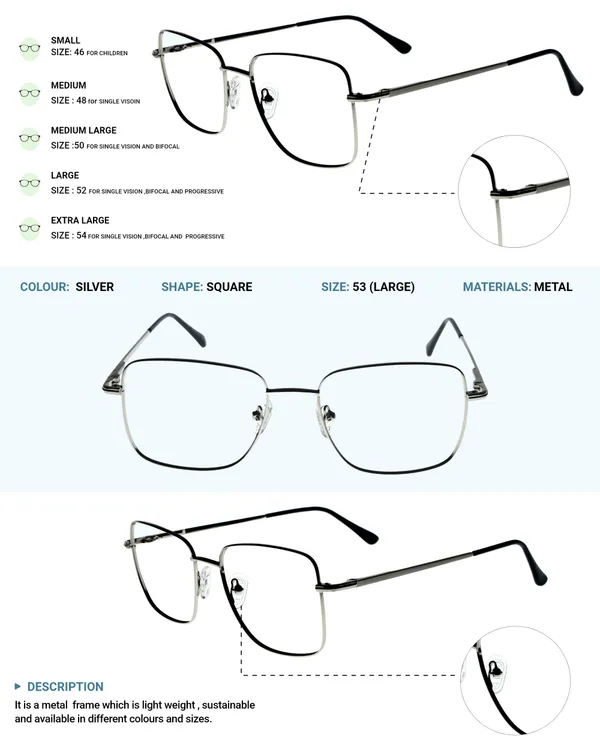 Silver_Premium_Metal_Frames_For_Unisex_|_Blue_Ray_Zero_Power