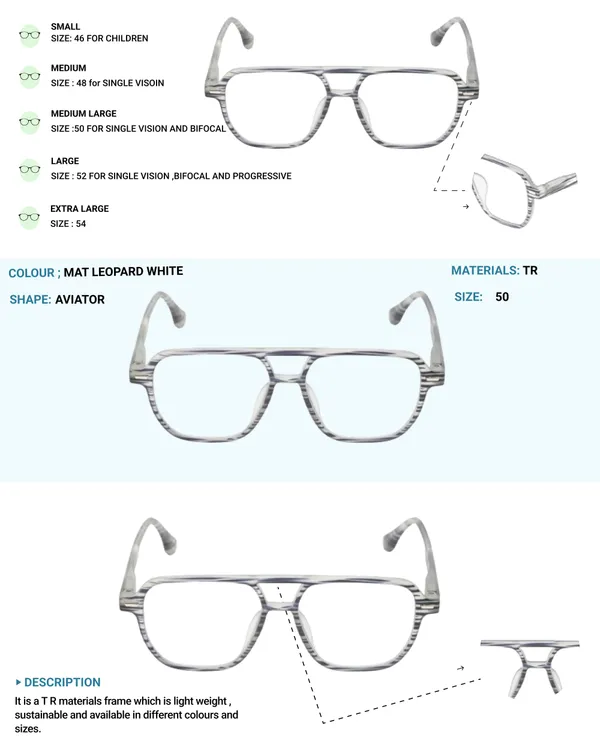 White_Tr_Full_Rim_Mat_Finish_Leopard_Print_Eye_Frames_For_Unisex_|_Blue_Ray_Zero_Power