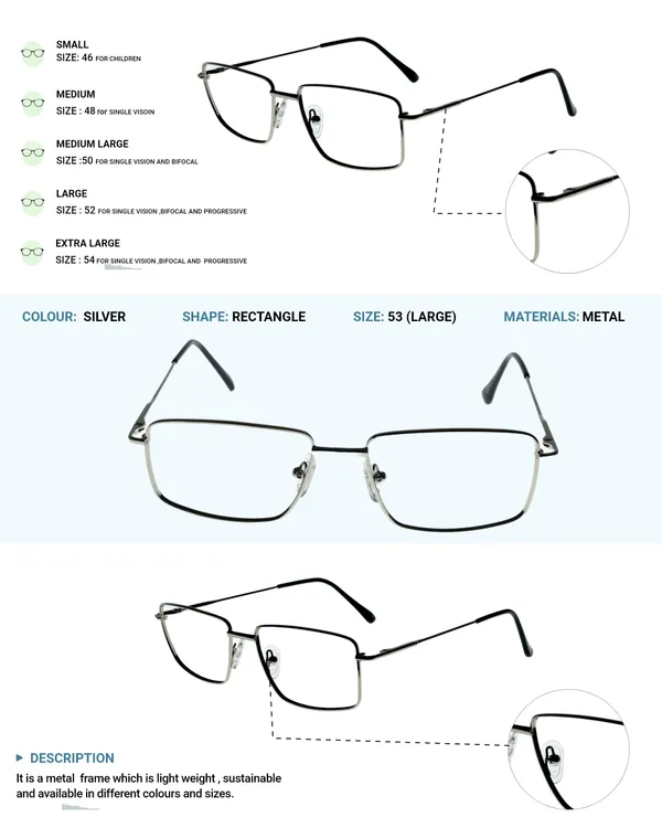 Silver_Premium_Metal_Frames_For_Unisex_|_Blue_Ray_Zero_Power