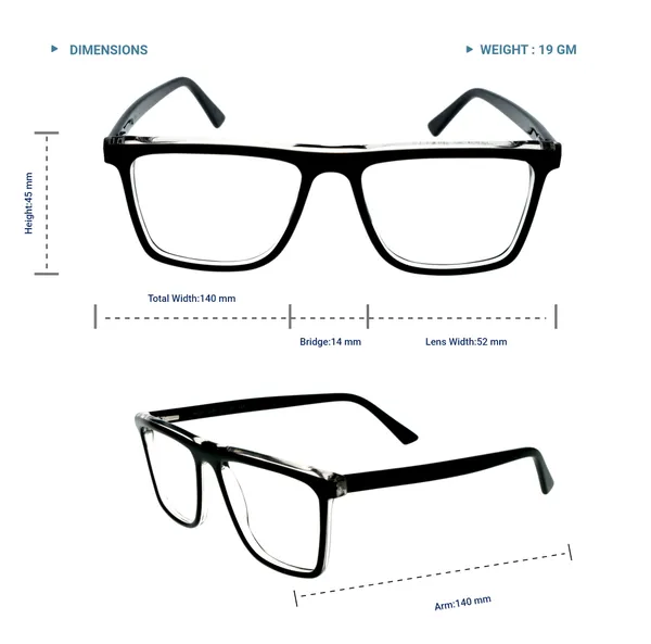 Black_&_White_Square_Shaped_Premium_Acetate_Full_Rim_Lightweight_Premium_Eye_Frames_For_Unisex_|_Blue_Ray_Zero_Power