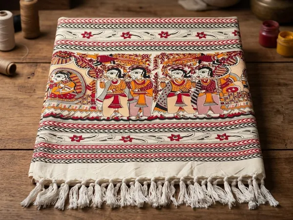 Mithila_print_Madhubani_Hand_Painting_Bhagalpuri_dull__Chaddar