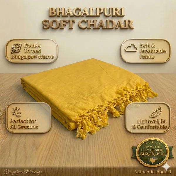 Yellow_Silk__Solid_Comfortable_Bhagalpuri_Dull_Shawl_Chadar_Travel_Purpose