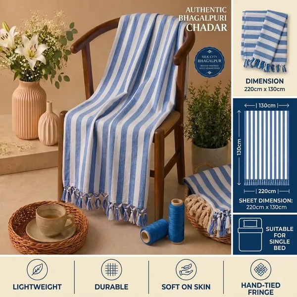 Pack_Of_2_Blue_And_Purple_Strip_Bhagalpuri_Dull_Chadar