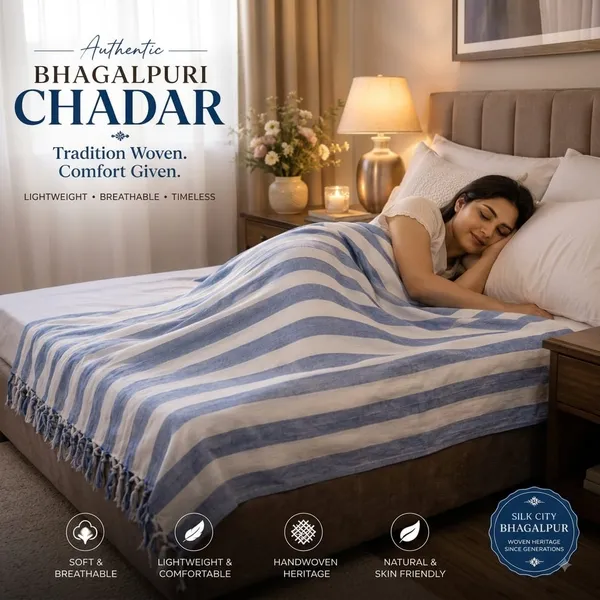 Pack_Of_2_Blue_And_Purple_Strip_Bhagalpuri_Dull_Chadar