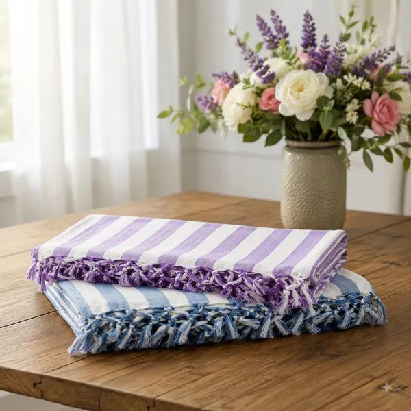 Pack_Of_2_Blue_And_Purple_Strip_Bhagalpuri_Dull_Chadar