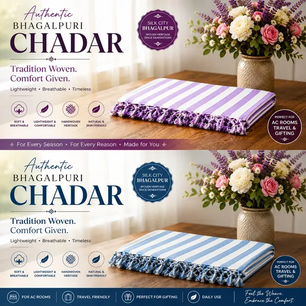 Pack_Of_2_Blue_And_Purple_Strip_Bhagalpuri_Dull_Chadar