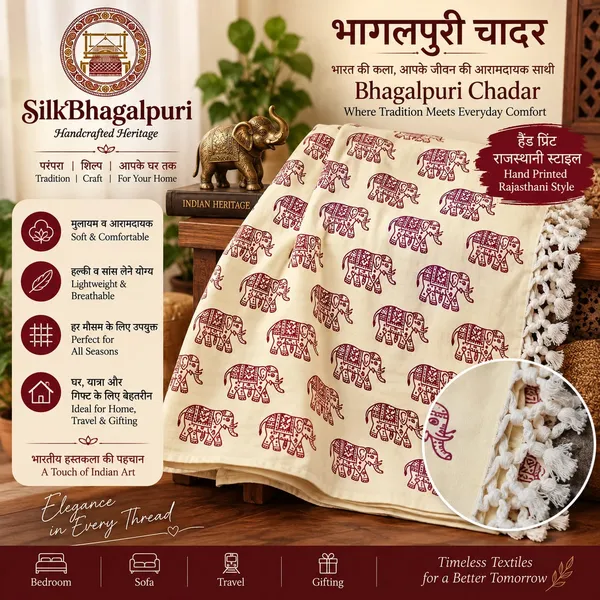 Rajasthani_Look_Elephant_Hand_Painting_Bhagalpuri_dull__Chaddar