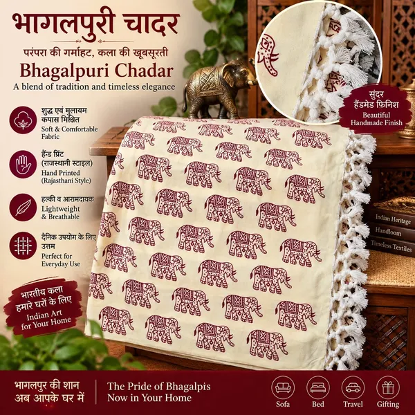Rajasthani_Look_Elephant_Hand_Painting_Bhagalpuri_dull__Chaddar