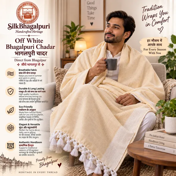 Soft_Off_White_Bhagalpuri_Cotton_Chadar/Topsheet/Thin_Layer_Chadar