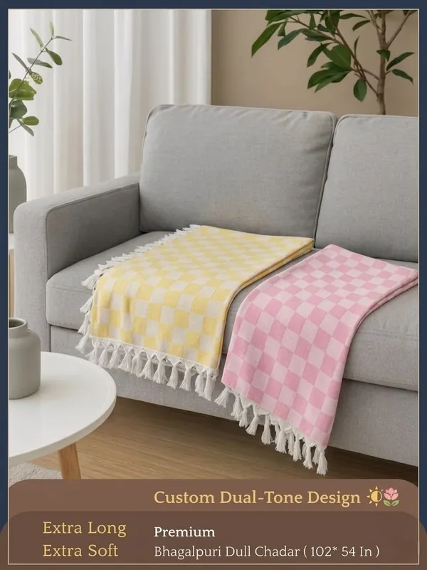 Top_Quality_Pack_Of_2_Lemon_Yellow_&_Pink_Bhagalpuri_Dull_Silk_Chadar