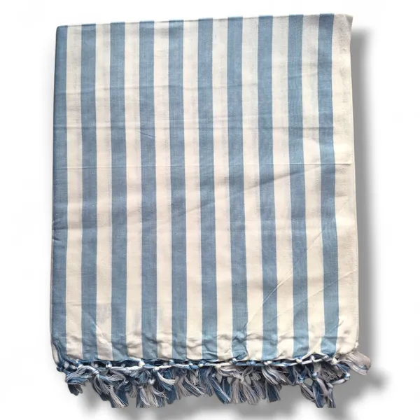 Top_Quality_Blue_Strip_Bhagalpuri_Dull_Chadar_For_AC_Rooms_&_Travel