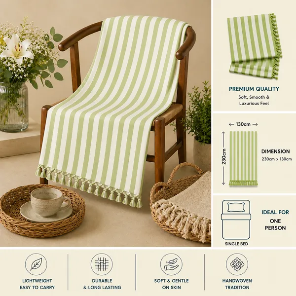 Pack_Of_2_Green_And_Pink_Strip_Bhagalpuri_Dull_Chadar