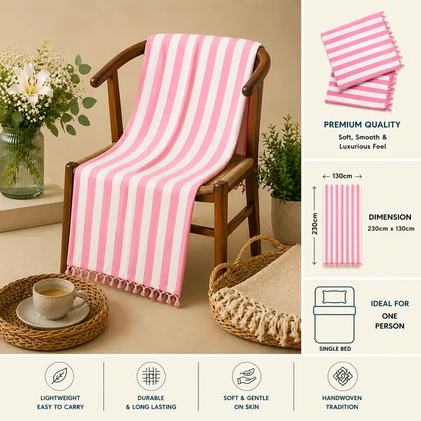 Pack_Of_2_Green_And_Pink_Strip_Bhagalpuri_Dull_Chadar