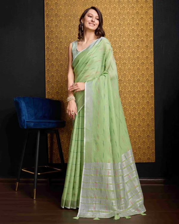 Pista_Organza_Saree_For_Women_&_Girls