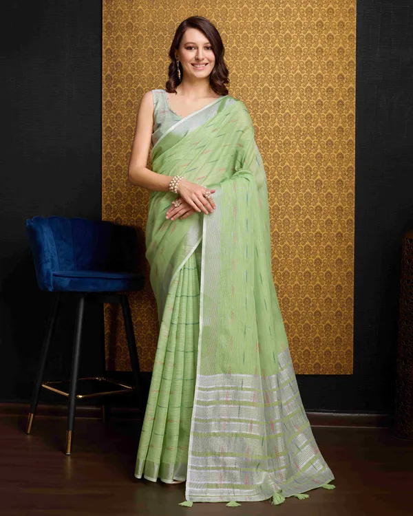 Pista_Organza_Saree_For_Women_&_Girls