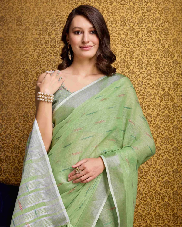 Pista_Organza_Saree_For_Women_&_Girls