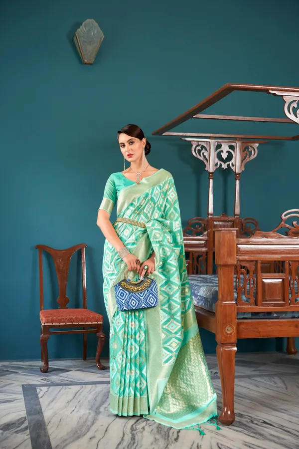 Rama_Blue_Linen_Saree_For_Women_&_Girls