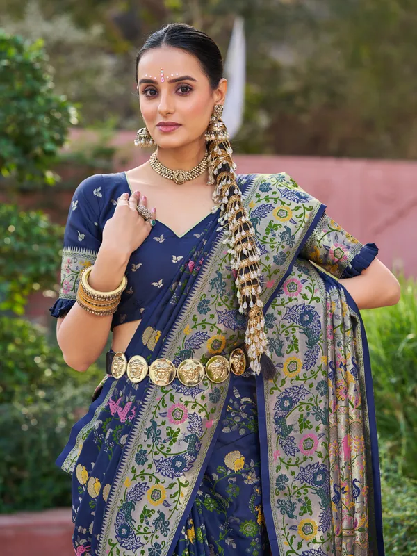 Blue_Soft_Silk_For_Women_&_Girls