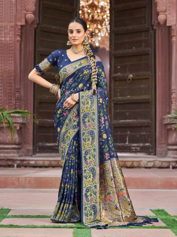 Blue_Soft_Silk_For_Women_&_Girls