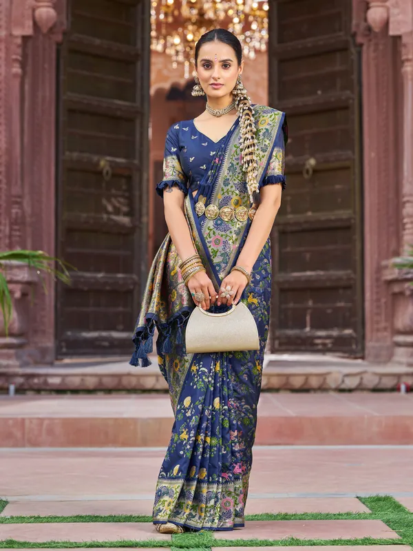 Blue_Soft_Silk_For_Women_&_Girls