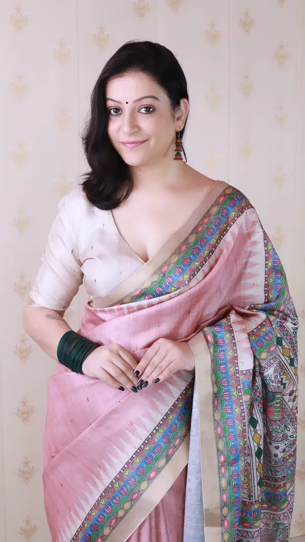 Pink_Tussar_Silk_With_Zari_Woven_Saree_With_Blouse_Piece_For_Women_&_Girl