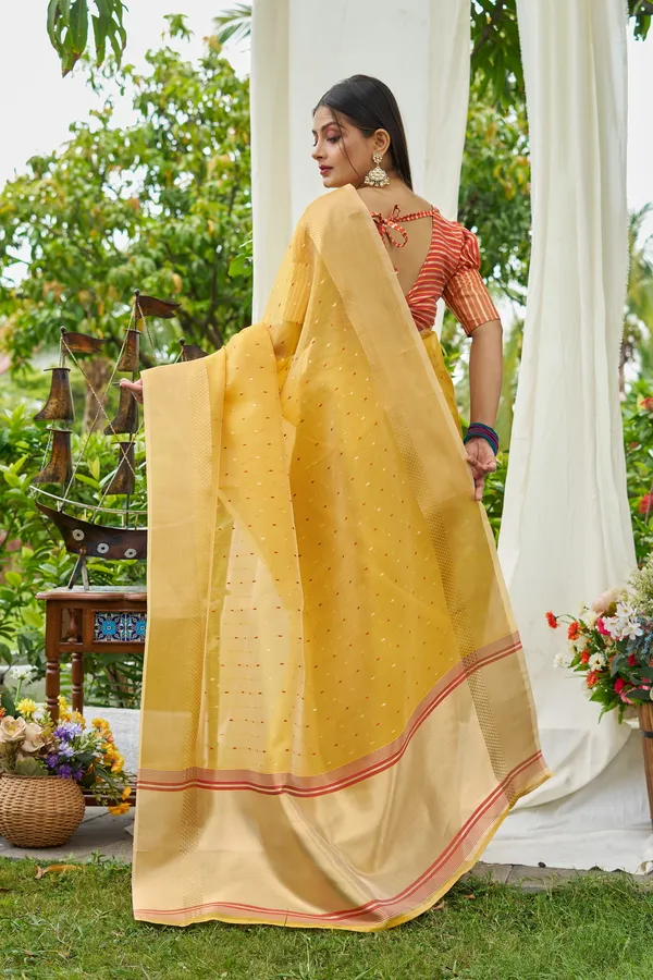 Yellow_Shimmer_Silk_For_Women_&_Girls