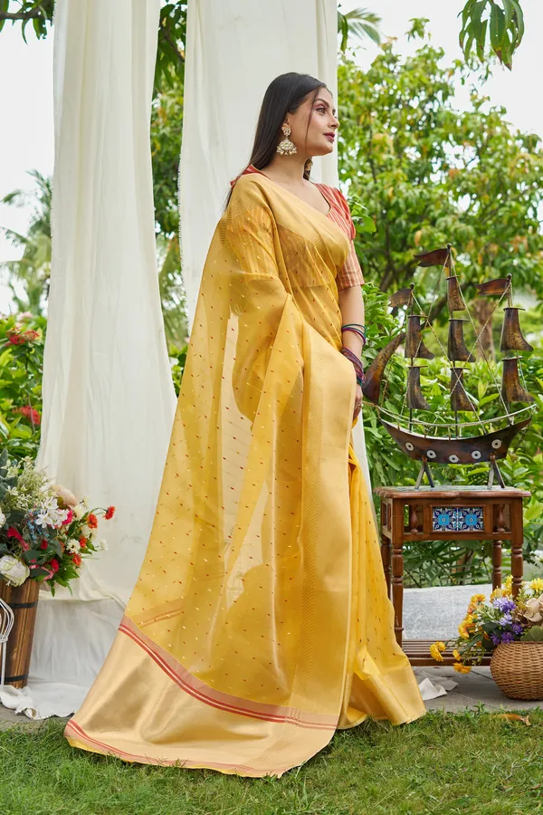 Yellow_Shimmer_Silk_For_Women_&_Girls