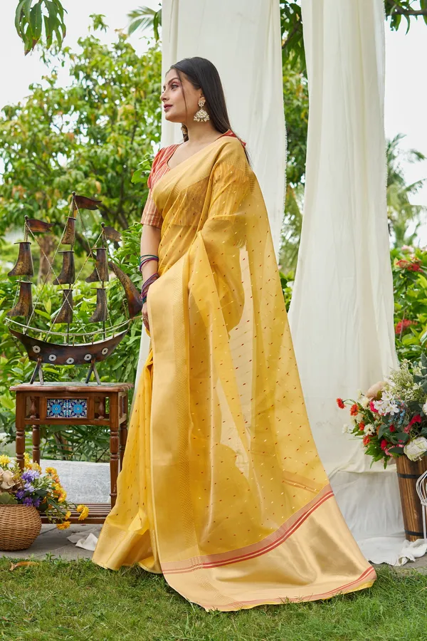 Yellow_Shimmer_Silk_For_Women_&_Girls