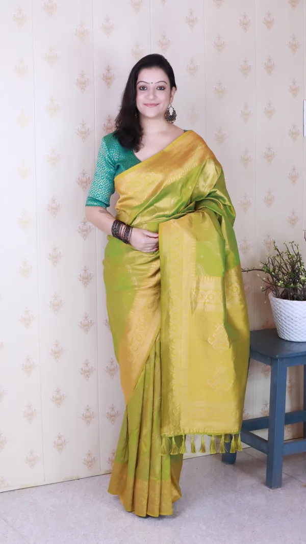 Mehandi_Soft_Silk_With_Flower_Meenakari_Motifs_Saree_With_Blouse_Piece_For_Women_&_Girl