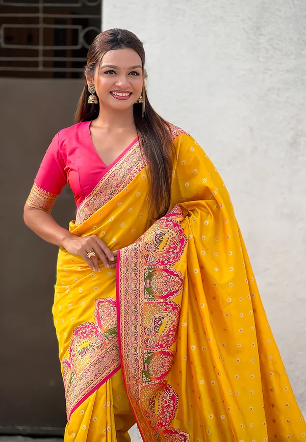 Mustard_Pashmina_Darbari_Saree_With_Gold_Zari_Weaved_Saree_With_Blouse_Piece_For_Women_&_Girl