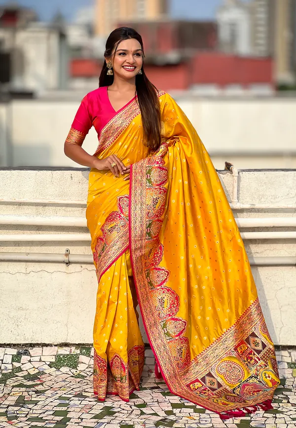 Mustard_Pashmina_Darbari_Saree_With_Gold_Zari_Weaved_Saree_With_Blouse_Piece_For_Women_&_Girl