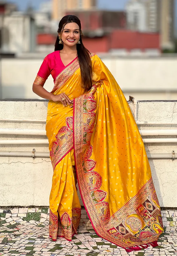 Mustard_Pashmina_Darbari_Saree_With_Gold_Zari_Weaved_Saree_With_Blouse_Piece_For_Women_&_Girl