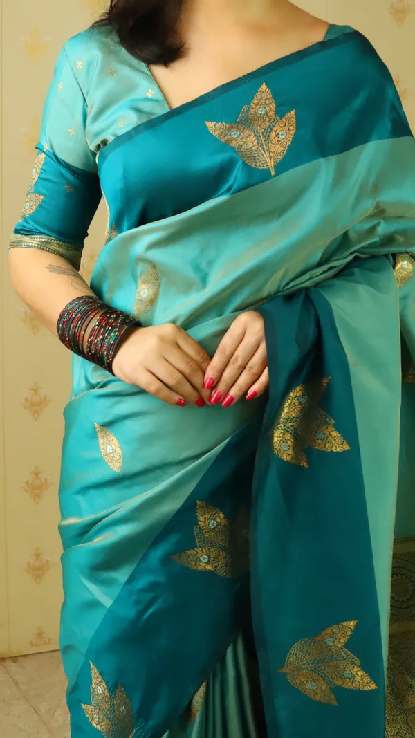 Blue_Soft_Silk_With_Zig_Zag_Motifs_Saree_With_Blouse_Piece_For_Women_&_Girl