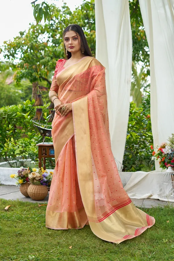 Peach_Shimmer_Silk_For_Women_&_Girls