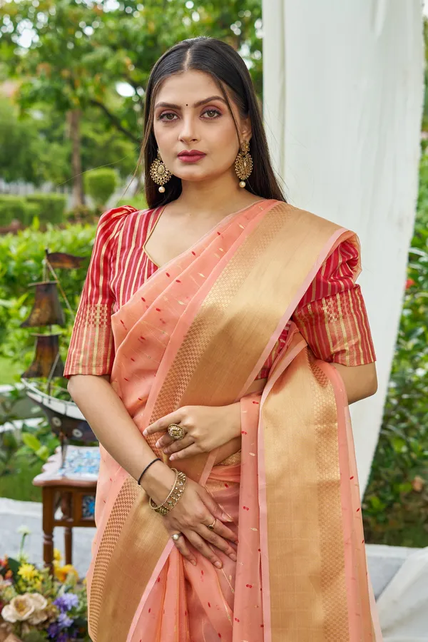 Peach_Shimmer_Silk_For_Women_&_Girls
