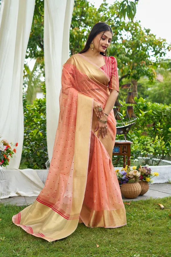 Peach_Shimmer_Silk_For_Women_&_Girls