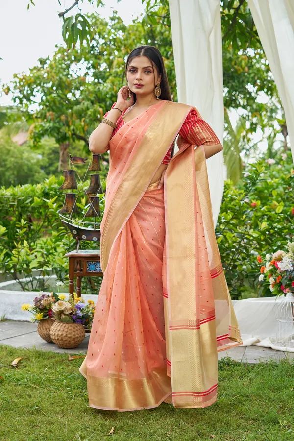 Peach_Shimmer_Silk_For_Women_&_Girls