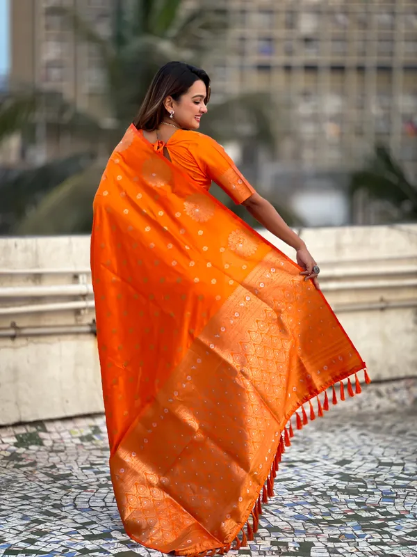 Orange_Premium_Soft_Moonga_Silk_With_Blouse_Piece_For_Women_&_Girls
