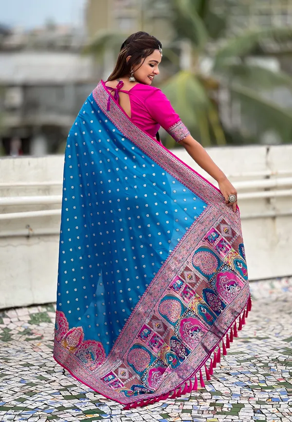Rama_Pashmina_Darbari_Saree_With_Gold_Zari_Weaved_Saree_With_Blouse_Piece_For_Women_&_Girl