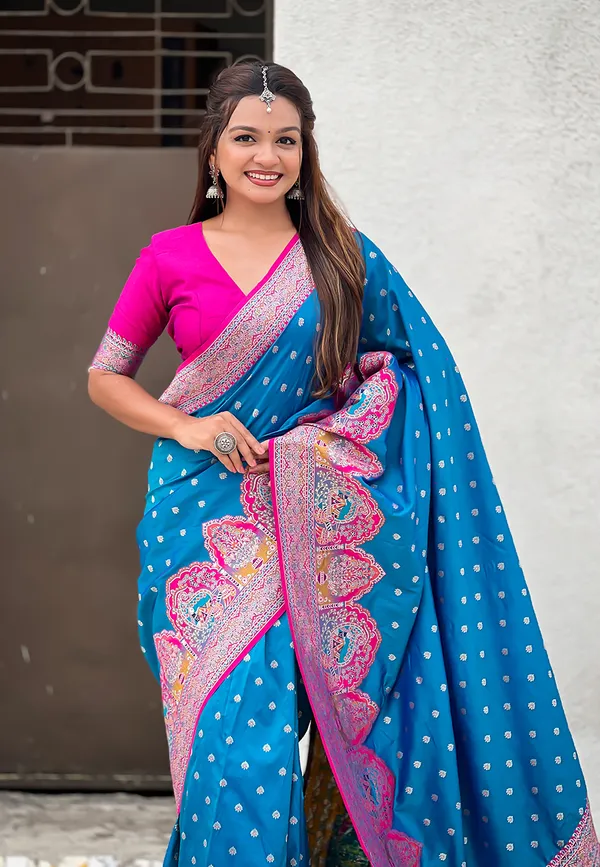 Rama_Pashmina_Darbari_Saree_With_Gold_Zari_Weaved_Saree_With_Blouse_Piece_For_Women_&_Girl