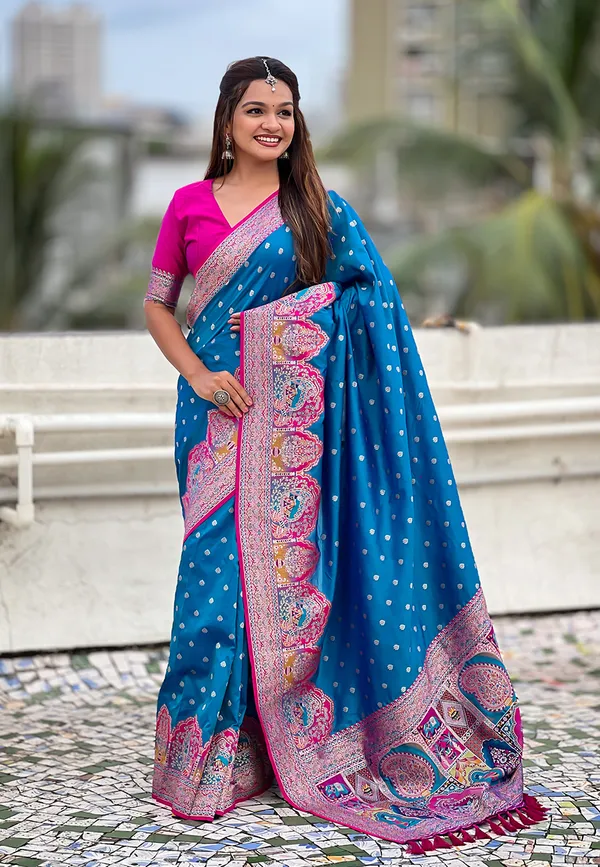 Rama_Pashmina_Darbari_Saree_With_Gold_Zari_Weaved_Saree_With_Blouse_Piece_For_Women_&_Girl